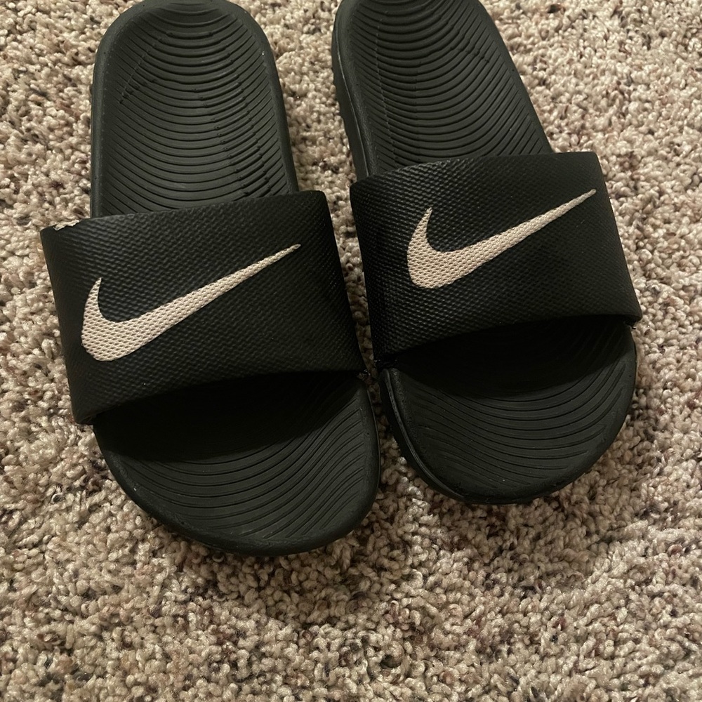 Nike Black and White Slide Sandals